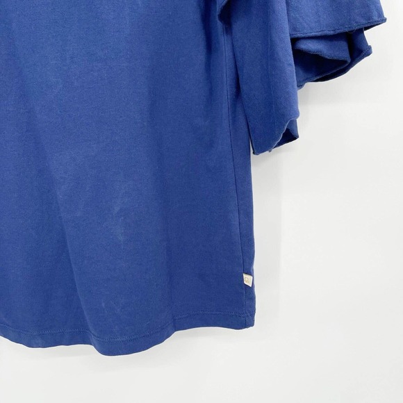 United Colors of Benetton Ruffled Top Blue Solid Size XS 100% Cotton NWT - Picture 3 of 10